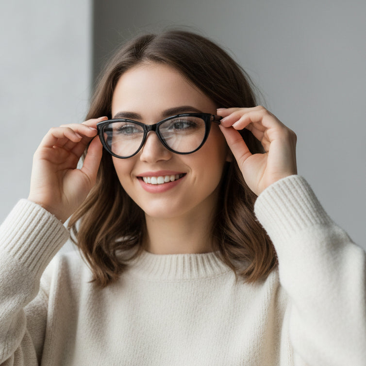 Smart Black Cat-Eye Eyeglasses for women. Best designer eyeglasses for men & women. Sleek design, ideal for professional