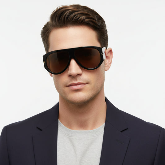 Bold Aviator Sunglasses for Men & Women -LKS9577-BRN