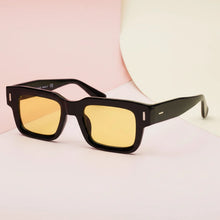 Bold Black Yellow Tint Wayfarer Sunglasses