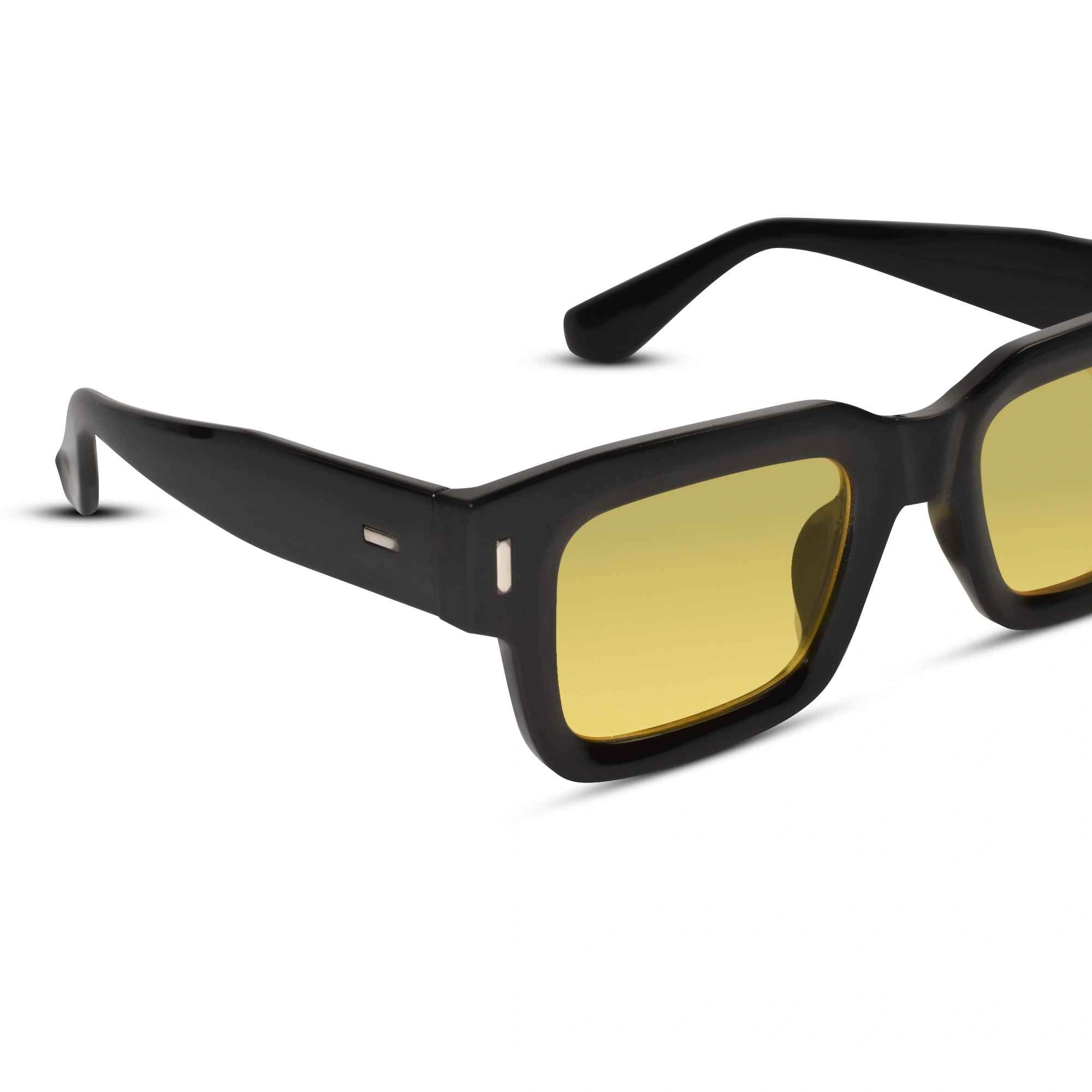 Bold Black Yellow Tint Wayfarer Sunglasses LKS3688-BLK