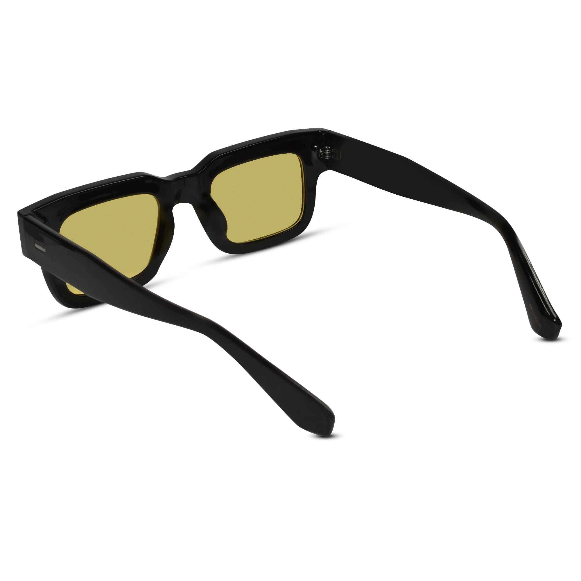 Bold Black Yellow Tint Wayfarer Sunglasses LKS3688-BLK