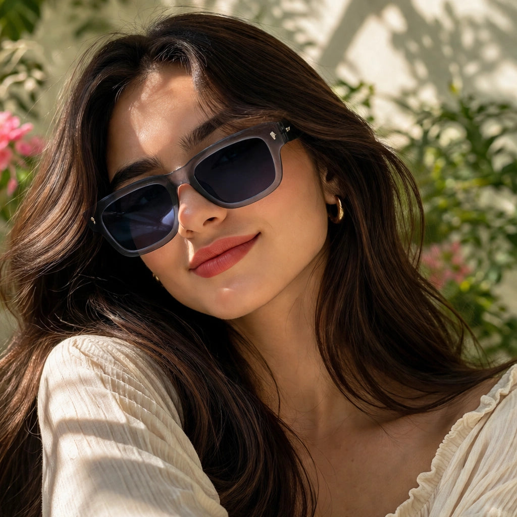 Bold Brown Rectangular Sunglasses For Men & Women LKS3688-GREY