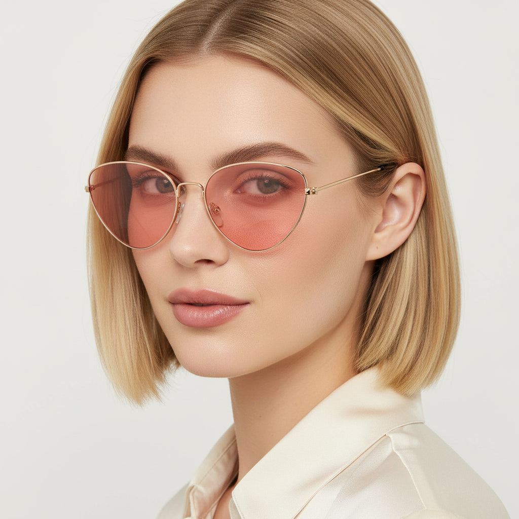 Vintage | Metal Pink Cateye Sunglasses For Women LKS3493-PNK