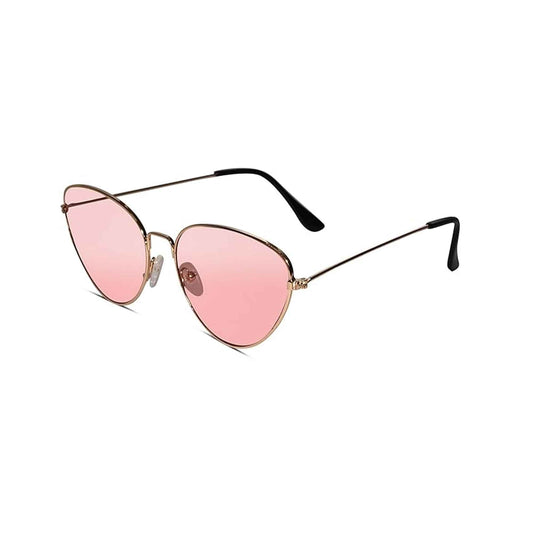 Sleek Golden Metal Pink Tint  Cat eye Sunglasses
