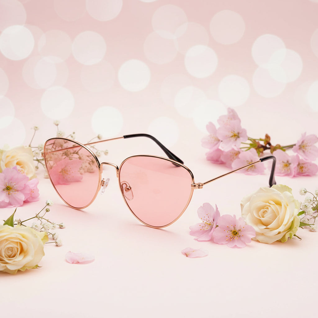 Vintage | Metal Pink Cateye Sunglasses For Women LKS3493-PNK