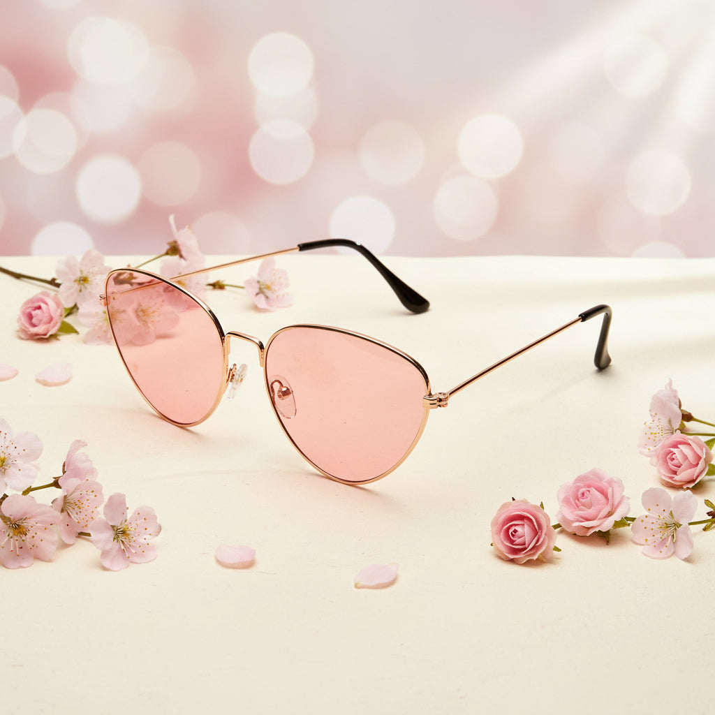 Vintage | Metal Pink Cateye Sunglasses For Women LKS3493-PNK