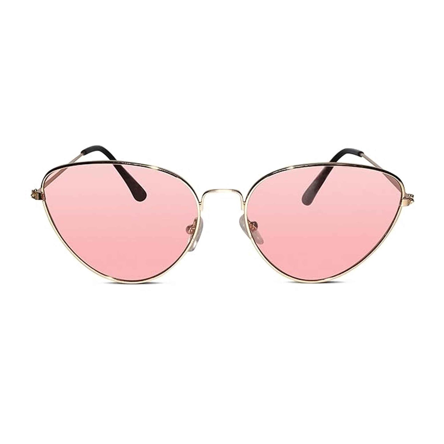 Sleek Golden Metal Pink Tint  Cat eye Sunglasses