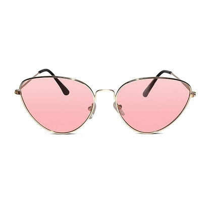 Sleek Golden Metal Pink Tint  Cat eye Sunglasses