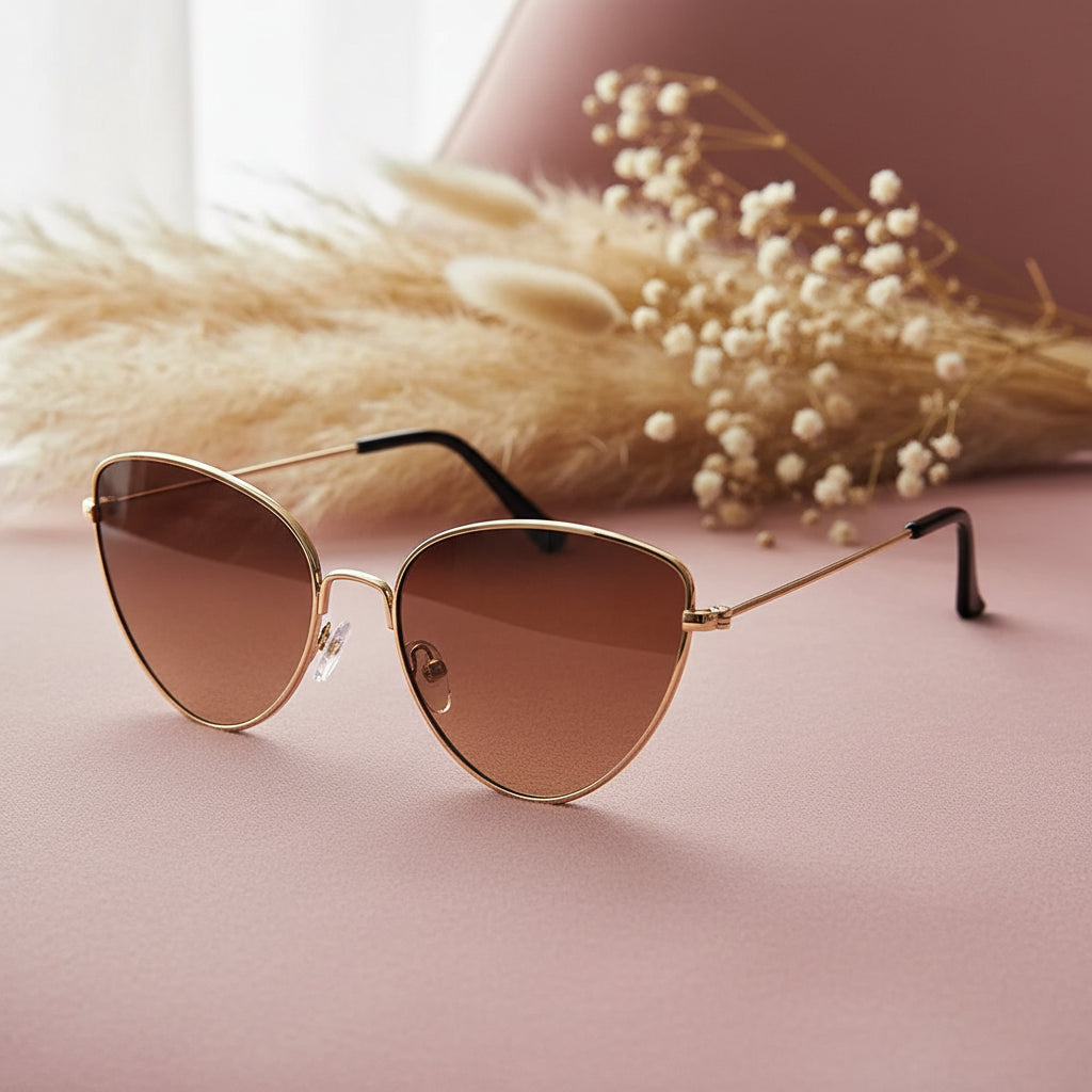 Vintage | Metal BRN Cateye Sunglasses For Women LKS3493-BRN