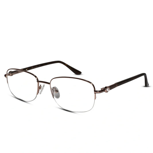 JEWEL Brown Designer Semi Frame Cat eye Eyeglasses For Women