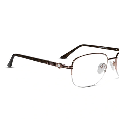 JEWEL Brown Designer Semi Frame Cat eye Eyeglasses For Women
