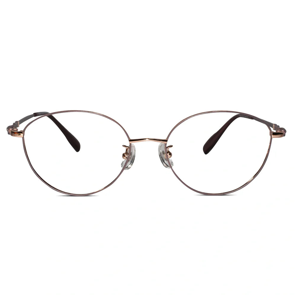 Red Gold Designer Rimless Round Eyeglasses For women