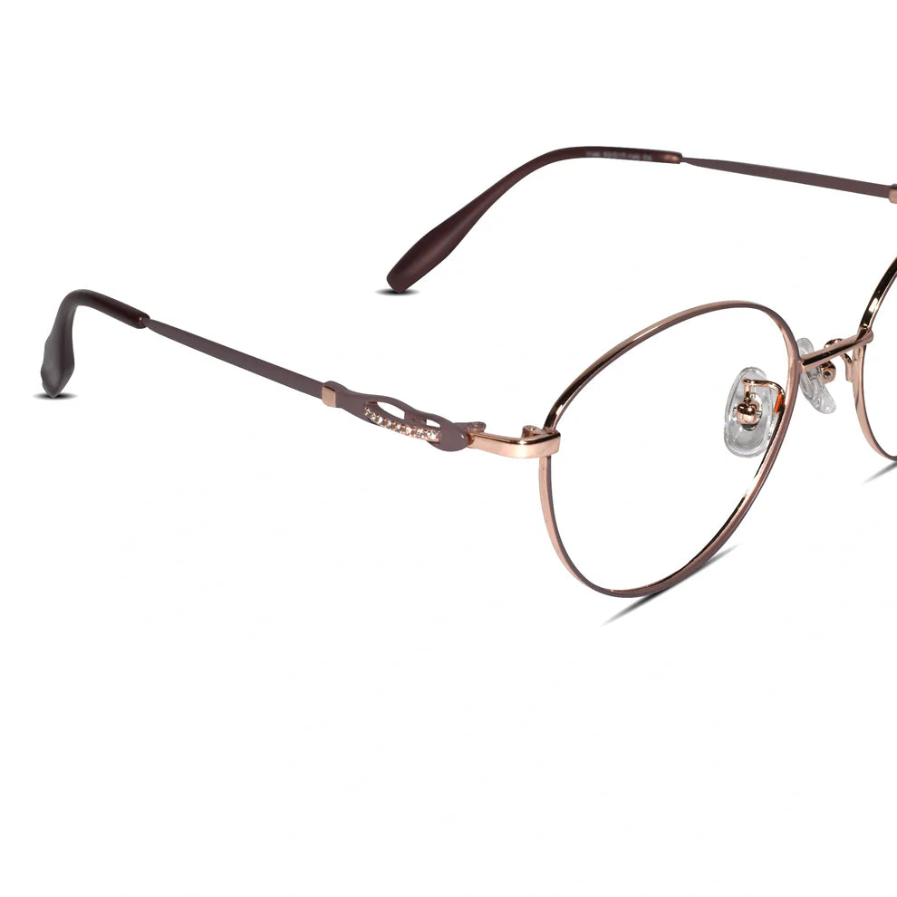 Red Gold Designer Rimless Round Eyeglasses For women