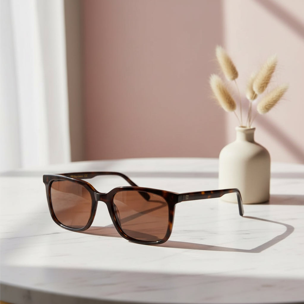 Brown Rectangular Polarized Sunglasses For Men ELT4135-BRN