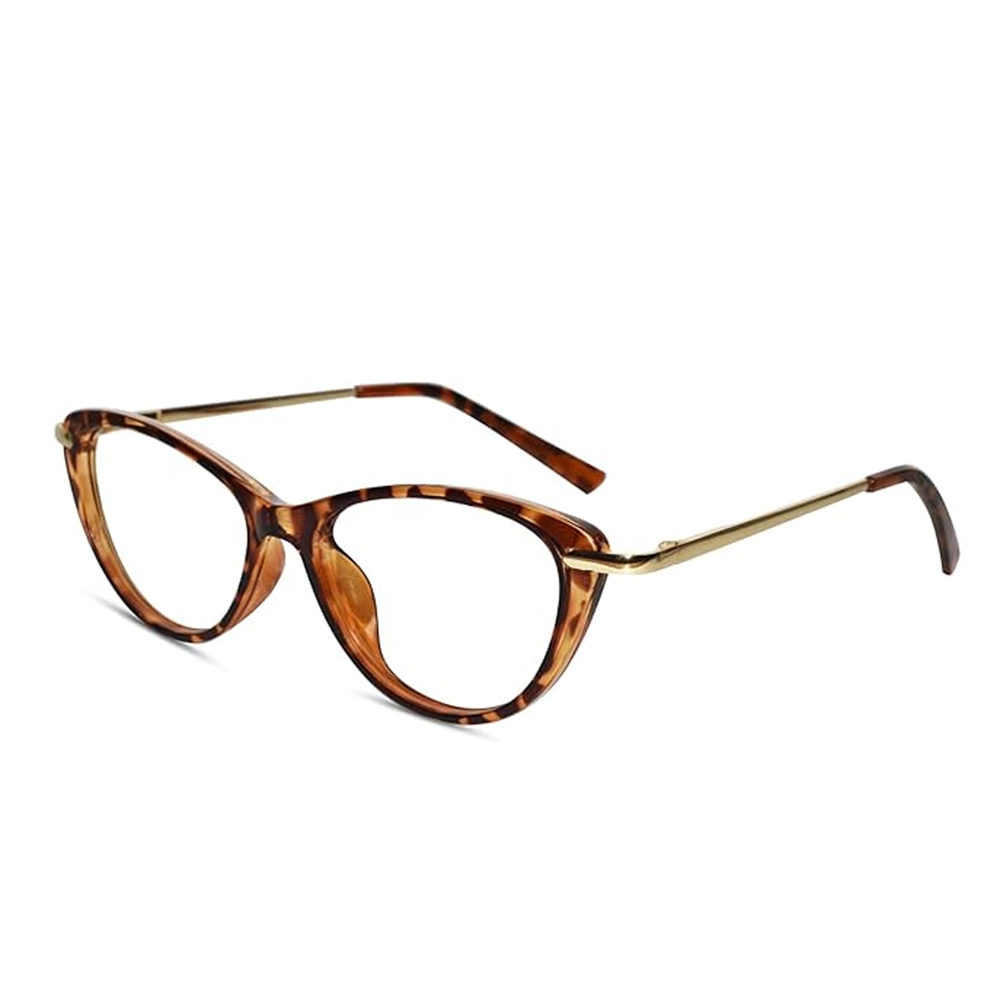 Brown Animal Print  With Golden Cat eye Eyeglasses LKE92125-BRN