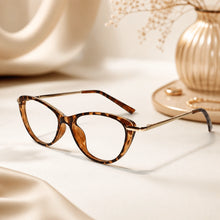 Brown Animal Print  With Golden Cat eye Eyeglasses