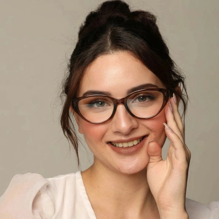 Brown Cateye Eyeglasses For Women & Computer Glasses LKE9026-BRN
