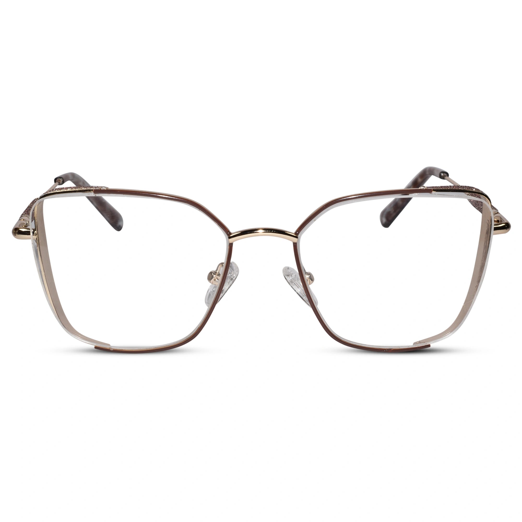 Brown Designer Cateye Rimless Eyeglasses For Women ELE7022-BRN