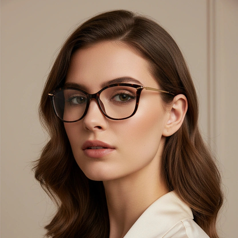 Brown Golden Cat eye Eyeglasses for Women LKE2036-BRN