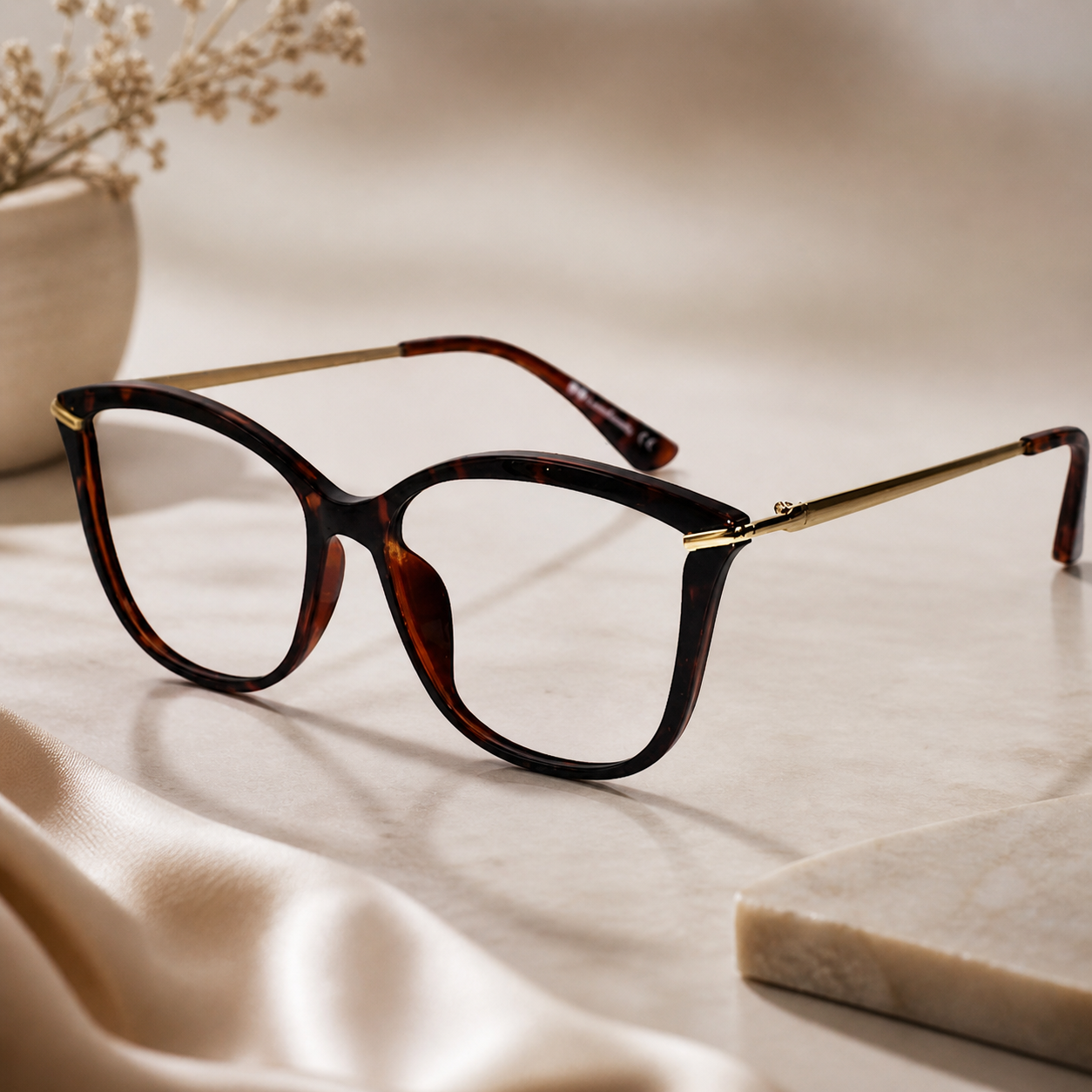 Brown Golden Cat eye Eyeglasses for Women LKE2036-BRN
