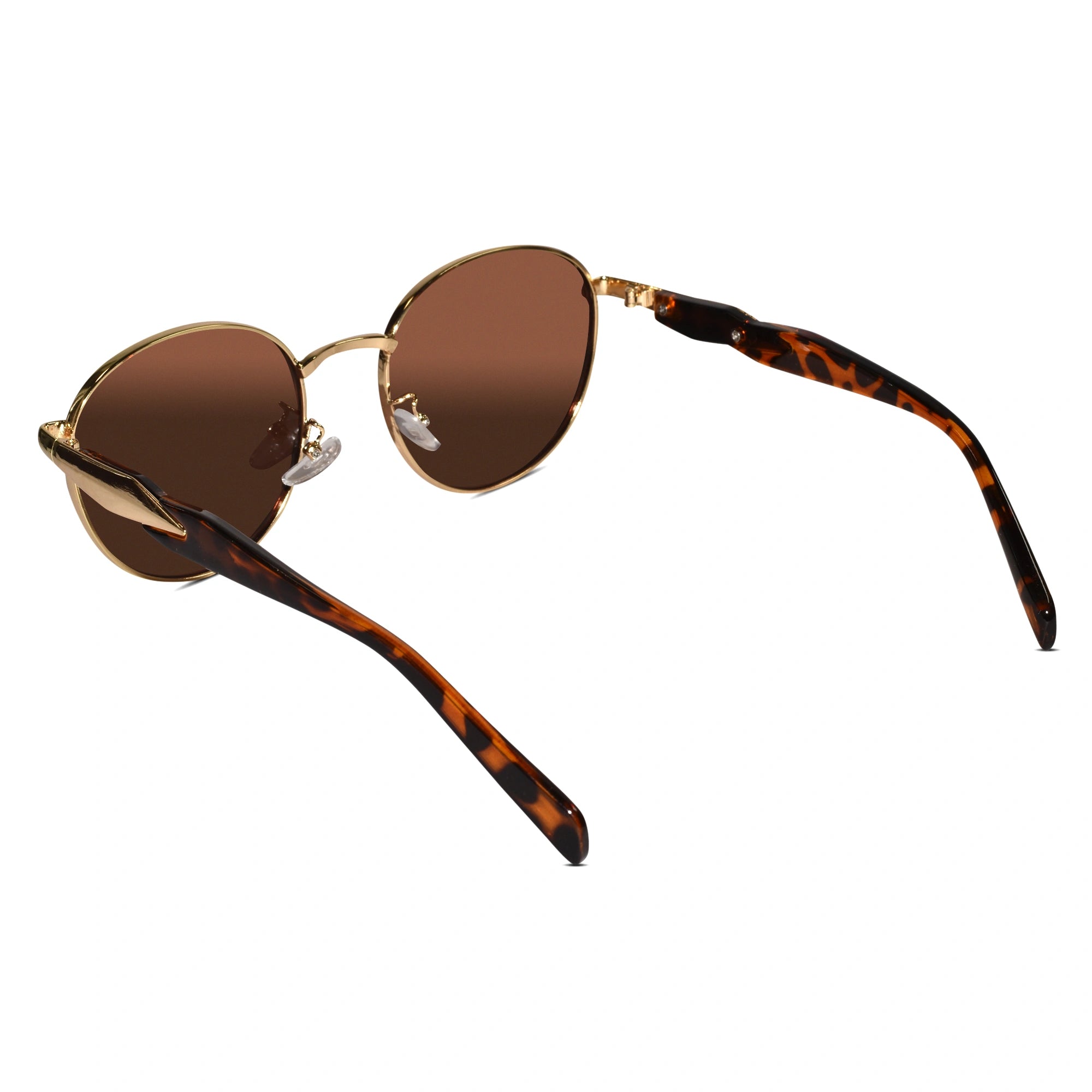 Brown Round Sunglasses For Men & Women LKS8008-BRN