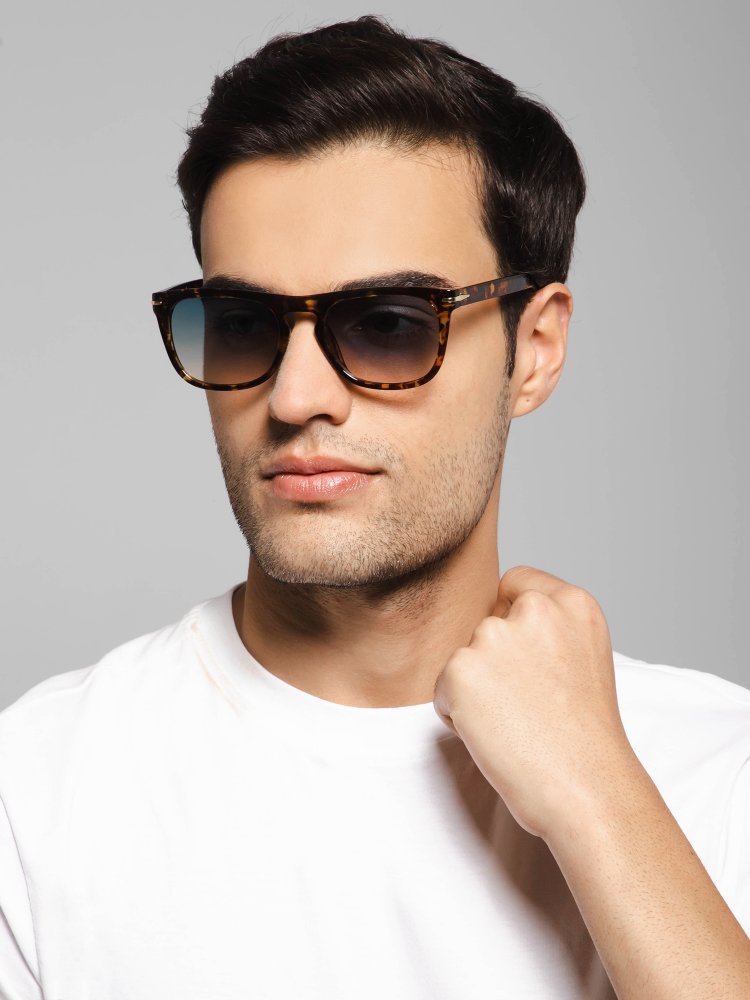 Designer rectangular tortoise sunglasses