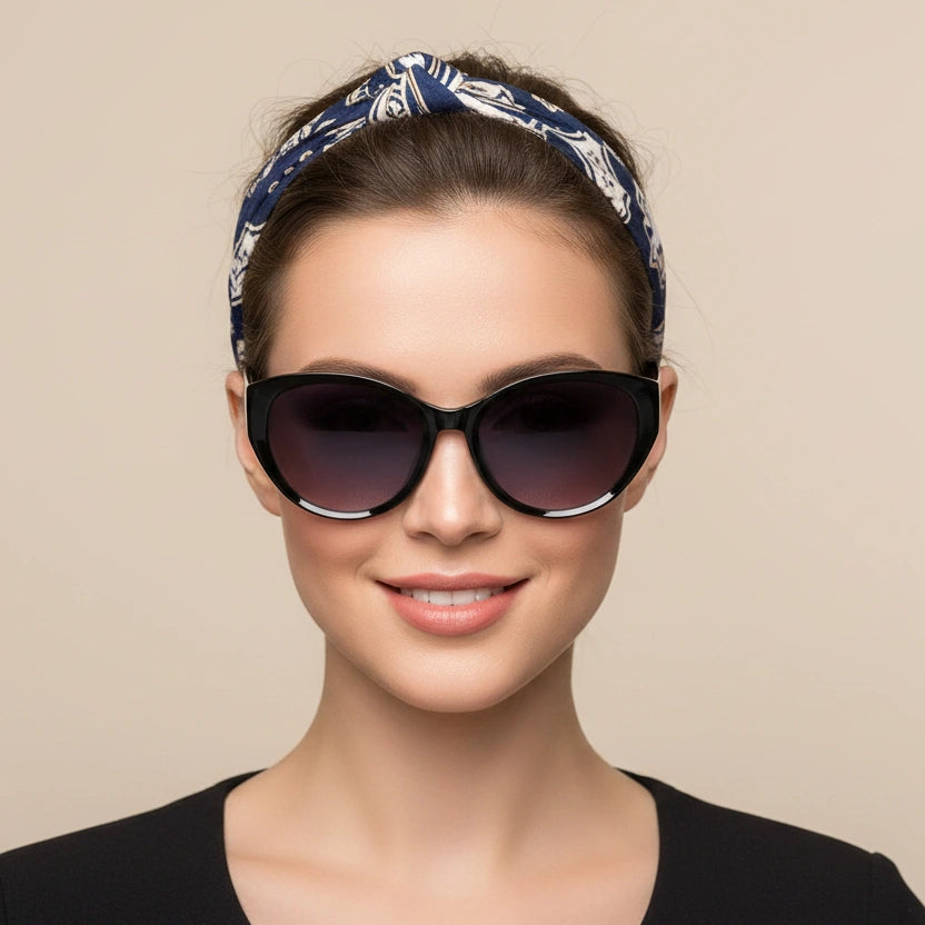 Candy|Crystal Black Stylish Cateye Sunglasses For Women LKS9111-BLK