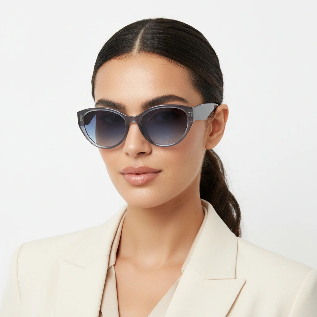 Candy | Crystal Gray Stylish Cateye Sunglasses For Women LKS9111-GRY