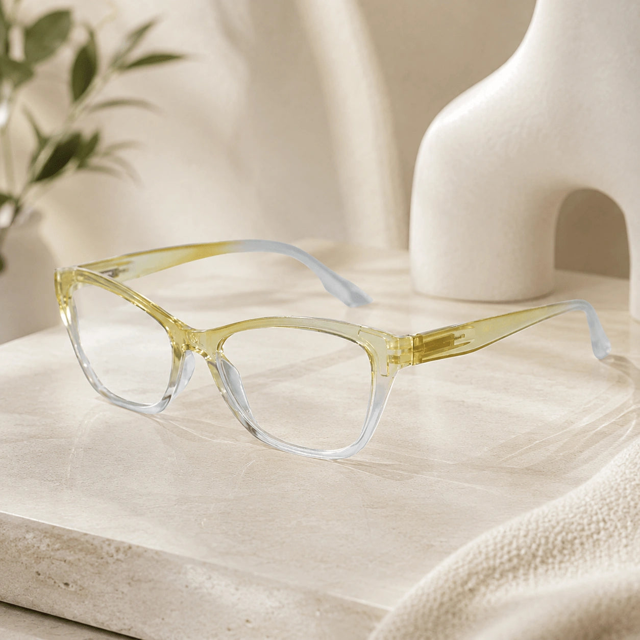 Cateye Women Reading Glasses -LKRUR162-YELLOW