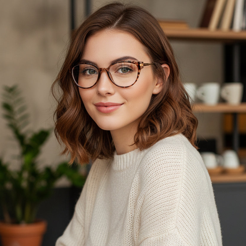 Cateye animal eyeglasses for women LKE2930-DA-BRN