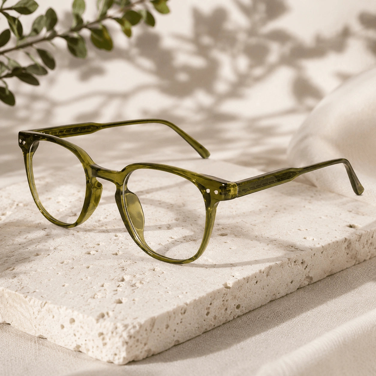 Changing Transparent Green Eyeglasses For Women LKE52607-GRN