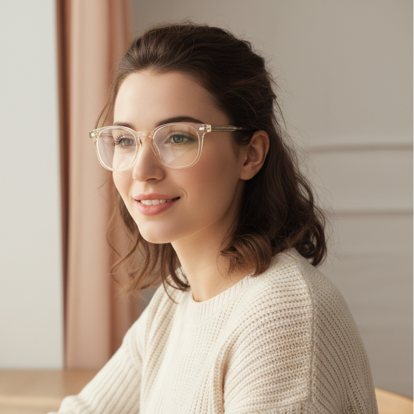 Changing Transparent Wayfarer Eyeglasses For Women LKE52613-TRANS