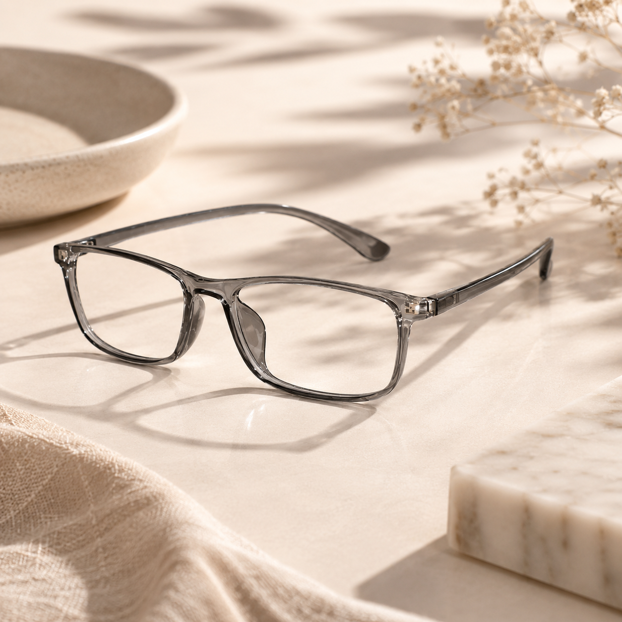 Charcoal Grey Full Rim Rectangular Reading Glasses LKHE006-GRY