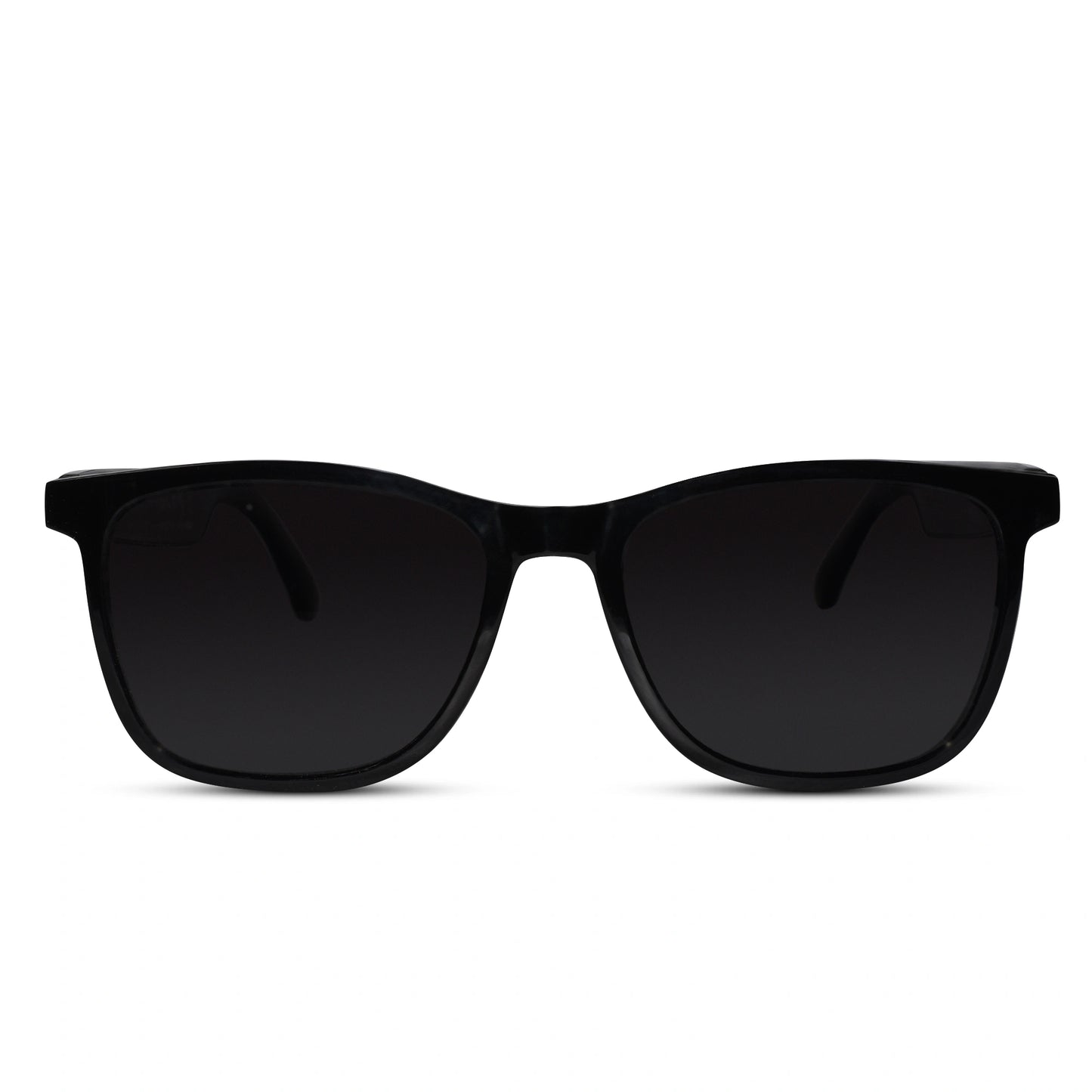 Front view of Black Smart AI Translation Smart Glasses with Bluetooth 5.3. Best designer eyeglasses for men & women. Sleek design, ideal for music and calls