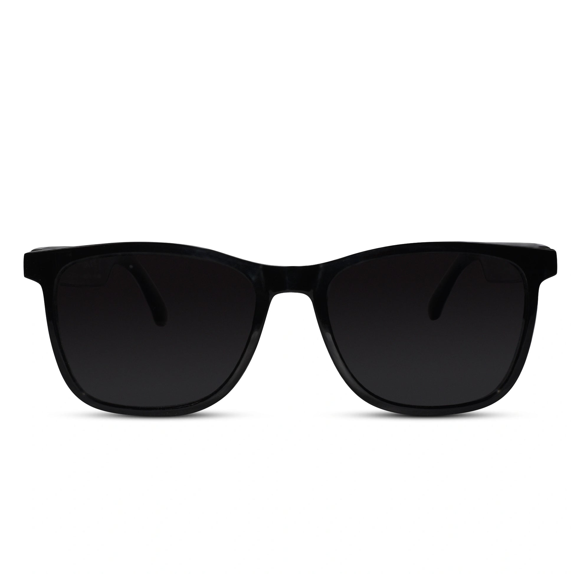 Front view of Black Smart AI Translation Smart Glasses with Bluetooth 5.3. Best designer eyeglasses for men & women. Sleek design, ideal for music and calls