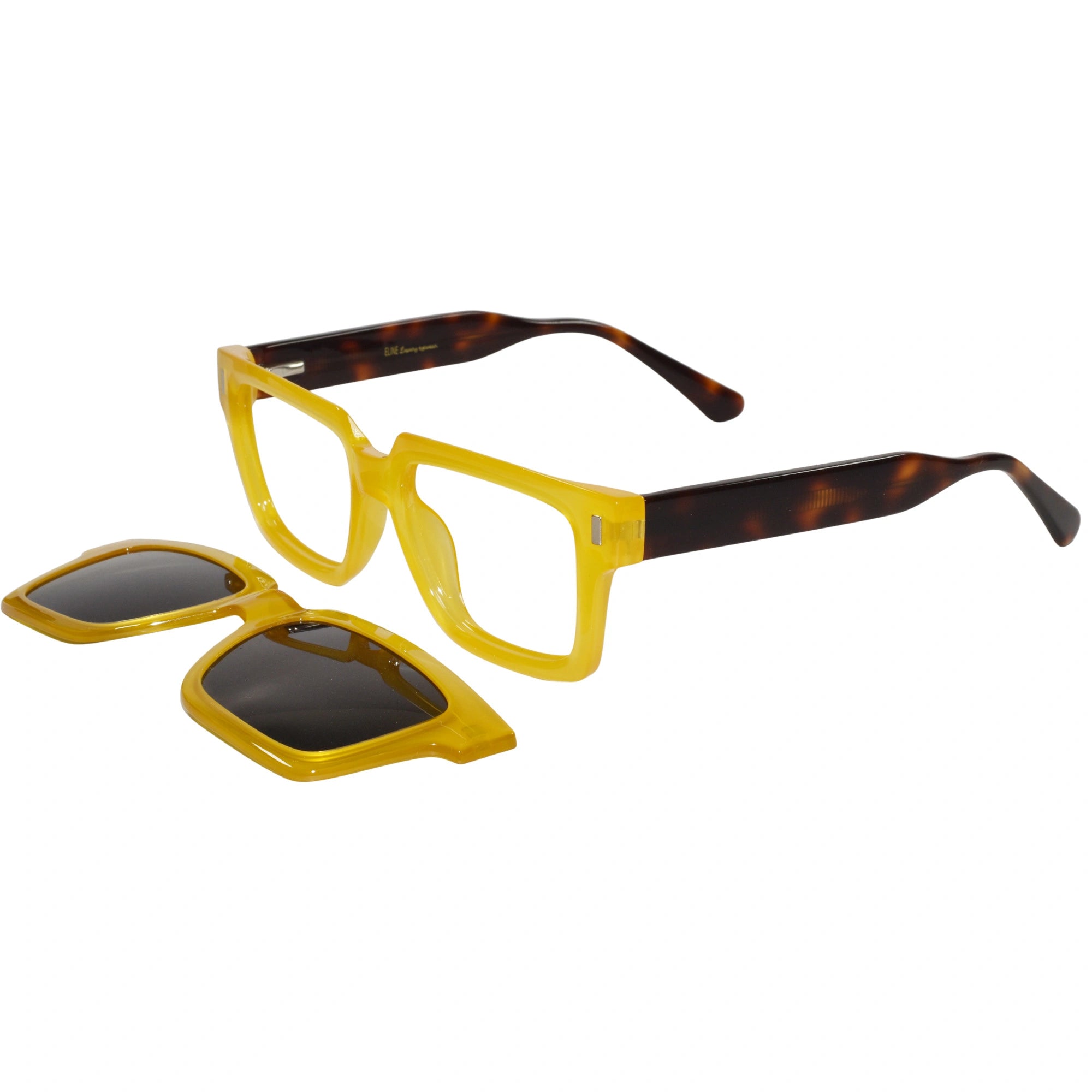 Clip On Rectangular Animal Print Eyeglasses For Men & Women LKE8730-YELLOW