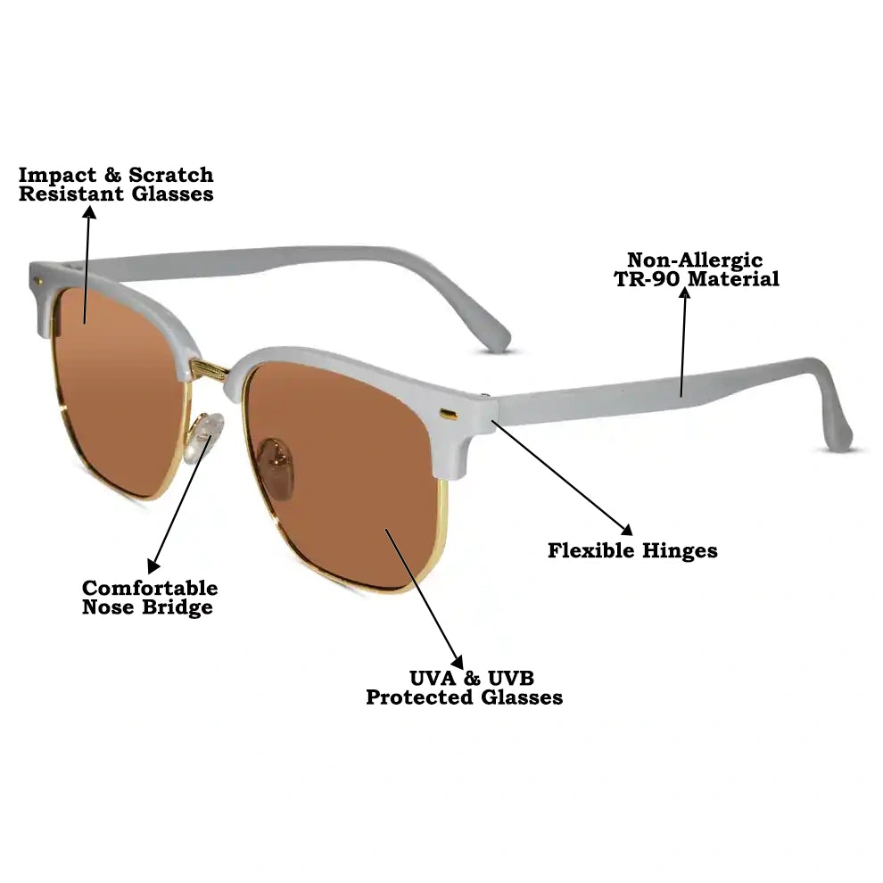 Grey Clubmaster Sunglasses For Women & Men LKS23017-GRY