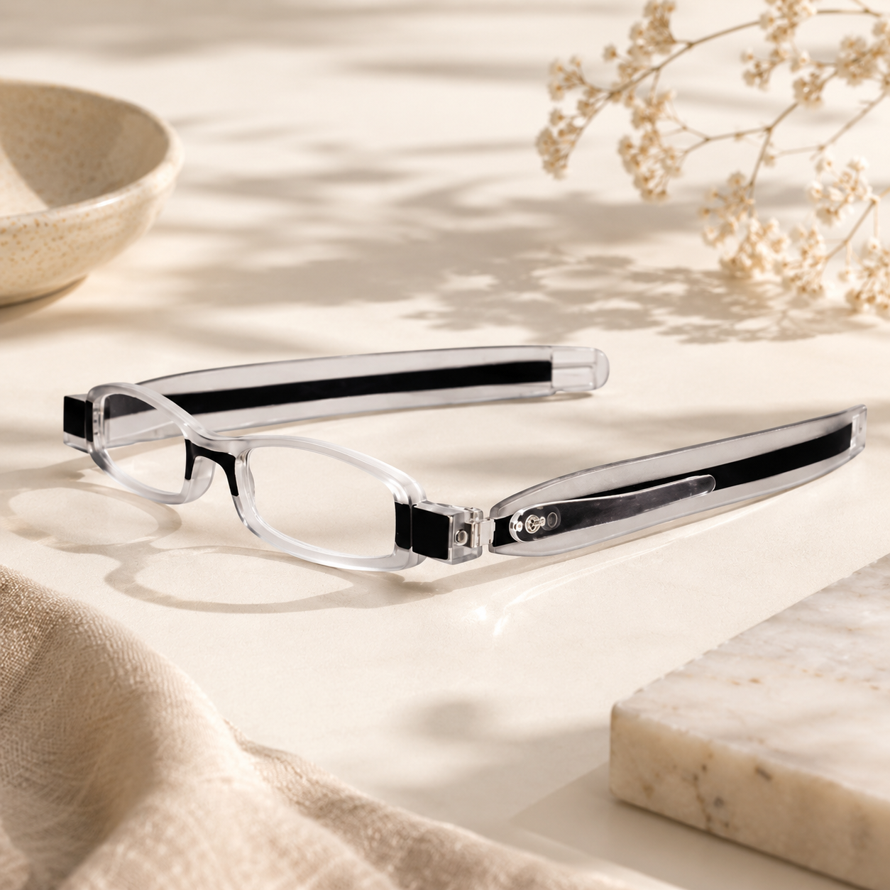 Compact Design Foldable Reading Glasses For Men & Women LKHE013-BLK