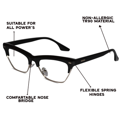 Black with Silver Cat eye Computer Glasses For Women
