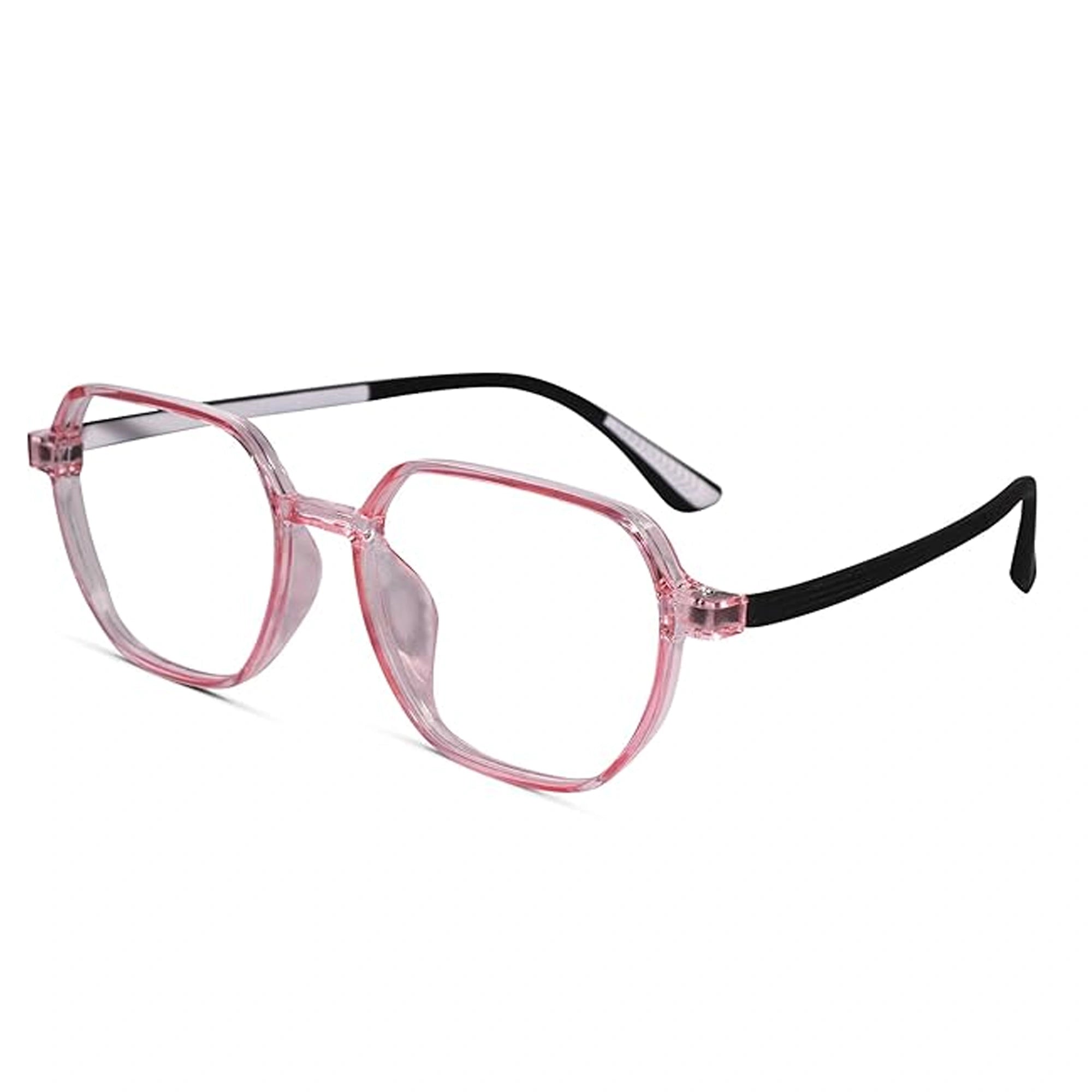 Crystal Pink Hexagonal Eyeglasses For Women LKE143-PNK
