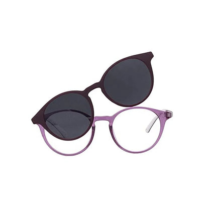 Crystal Pink Round Full Rim Clip On Eyeglasses For Kids