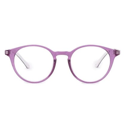Crystal Pink Round Full Rim Clip On Eyeglasses For Kids