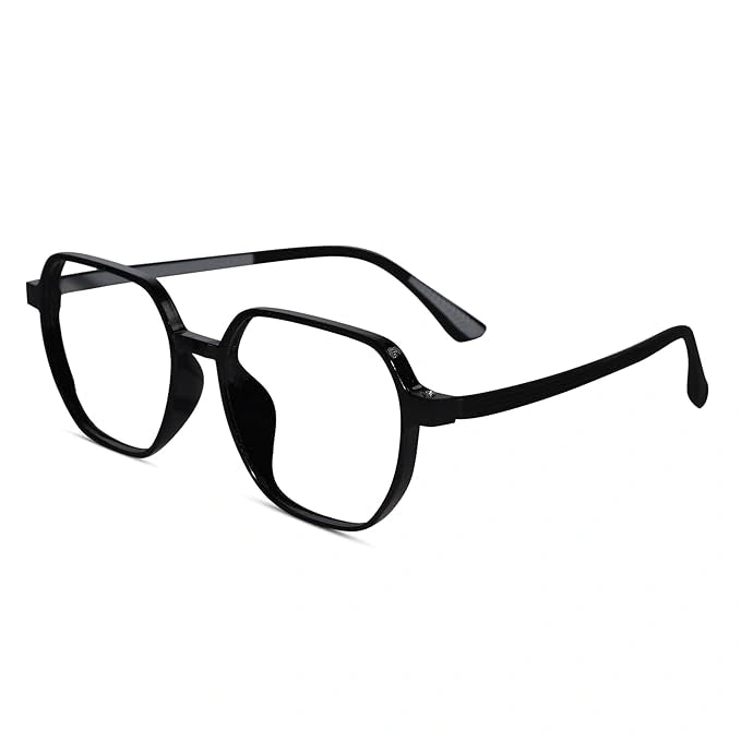 Crystal Black Hexagonal Eyeglasses For Women LKE143-BLK