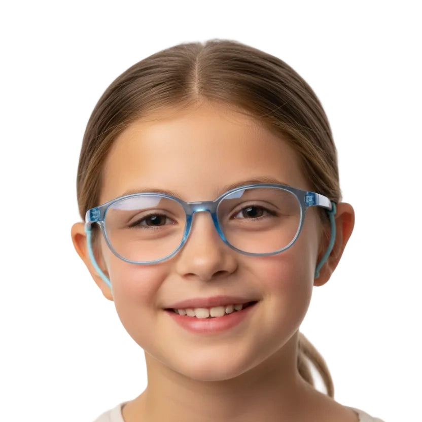 Crystal Blue Rectangular Full Rim Anti Grip Eyeglasses for 5-8 Yrs LKEK3121-BLU