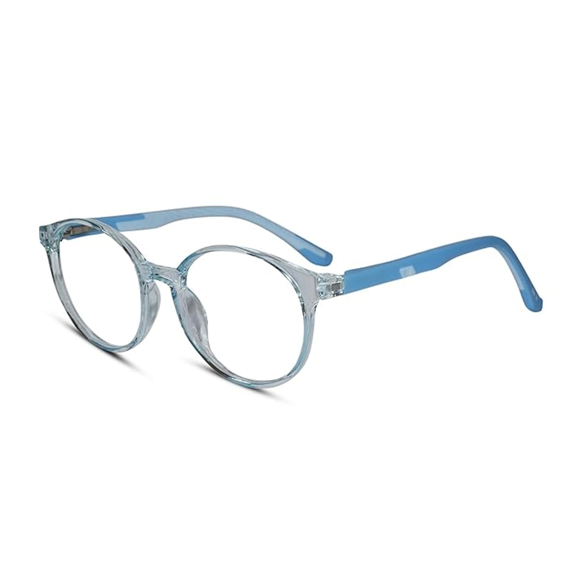 Crystal Blue Round Eyeglasses For 5-10 Yrs Kids LKE2303-BLU