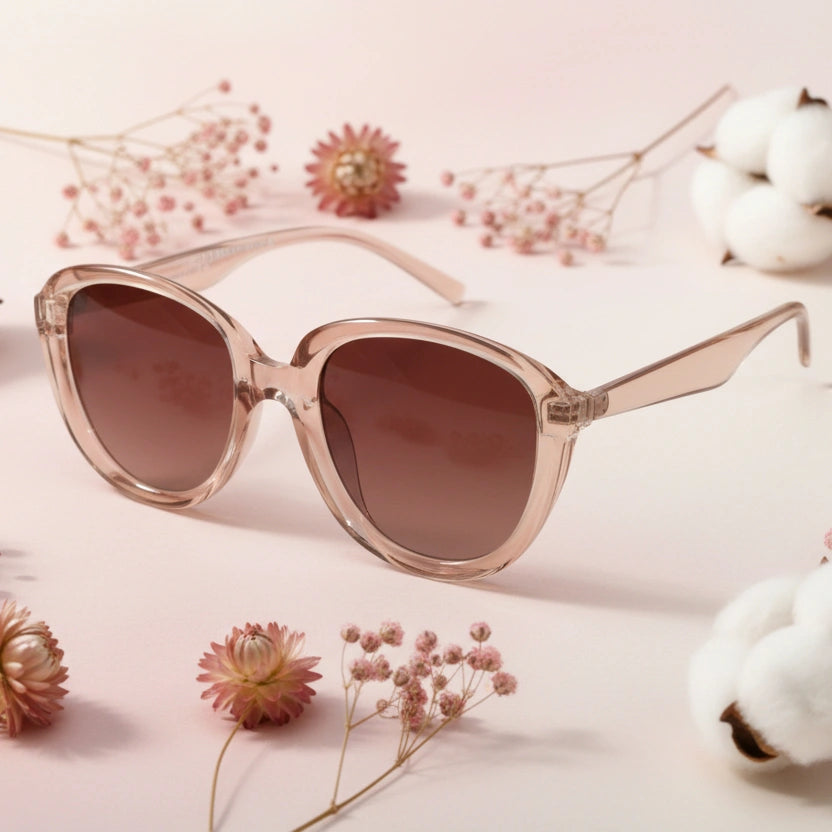 Crystal Brown Cateye Sunglasses For Women LKS2422-BRN