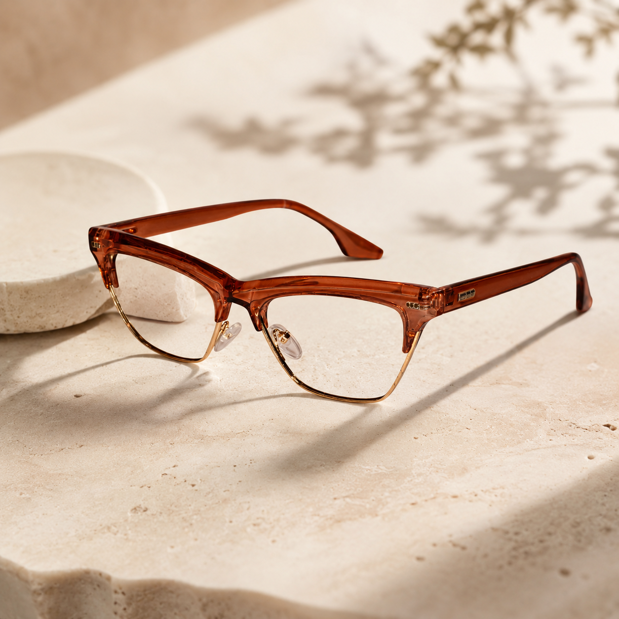 Crystal Brown with Golden Cateye Eyeglasses For Women LKE20016-BRN