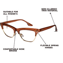 Crystal Brown with Golden Cateye Eyeglasses For Women
