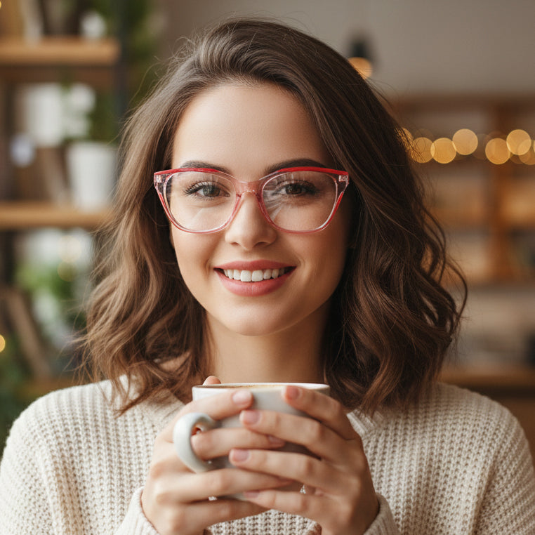 Crystal Dual Tone Cateye Eyeglasses For Women ELE2578-PNK