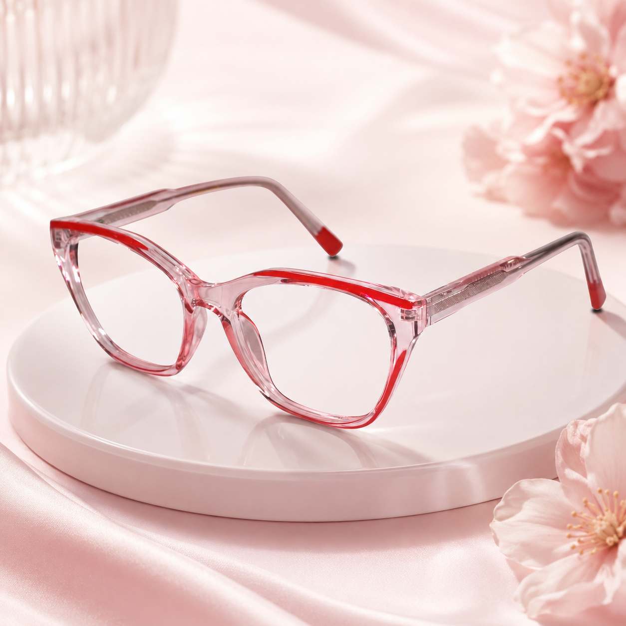 Crystal Dual Tone Cateye Eyeglasses For Women ELE2578-PNK